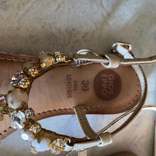 Leather sandals with stones used, size 36, beige