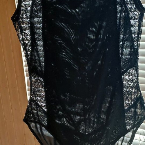 Blue Vanilla bodysuit black sleeveless with lace like new, size L