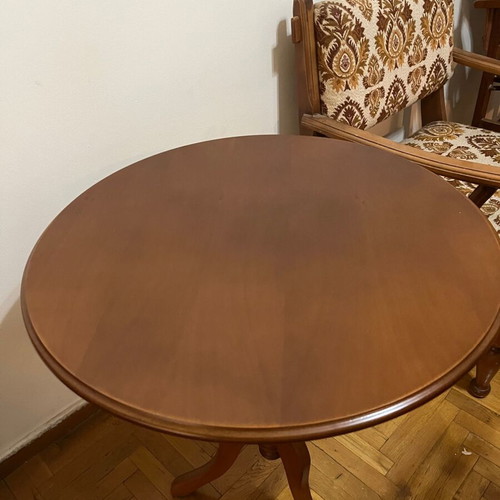 Round wooden table used, 60cm diameter