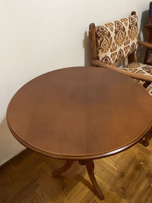 Round wooden table used, 60cm diameter