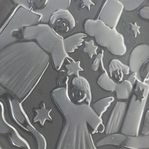 Christmas glass platter like new with angels