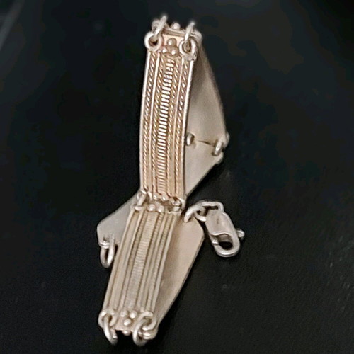 Vintage massive silver filigree bracelet used, 925 hallmark