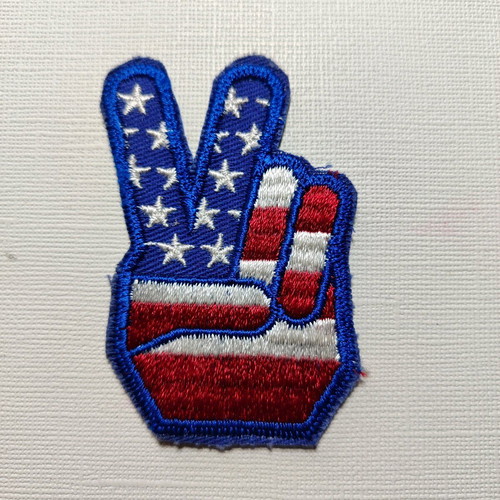 Retro sewn patch used USA peace 70s winner Harley
