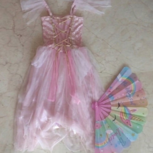 Princess carnival costume size 5-6 years used with fan accessory