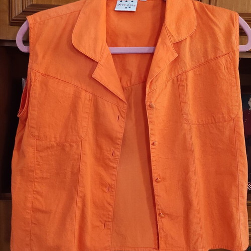 Orange sleeveless short shirt, size L