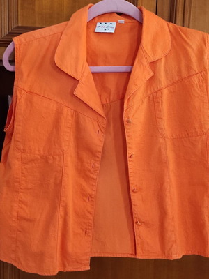 Orange sleeveless short shirt, size L