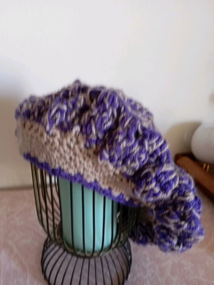 Handmade purple knitted beret new, acrylic