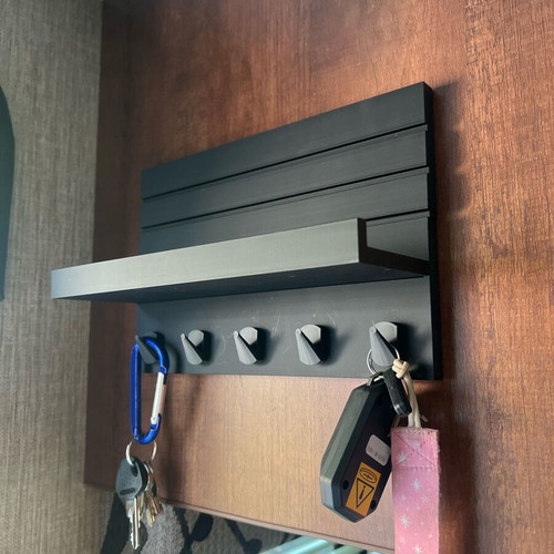 Modern wall key holder new with black matte shelf