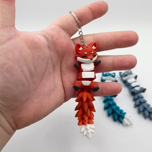 Articulated Fox Keychain, 12cm, multicolor, made to order