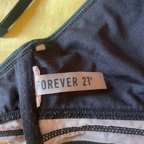 bikini top from Forever 21 that is sheer at the points I have indicated