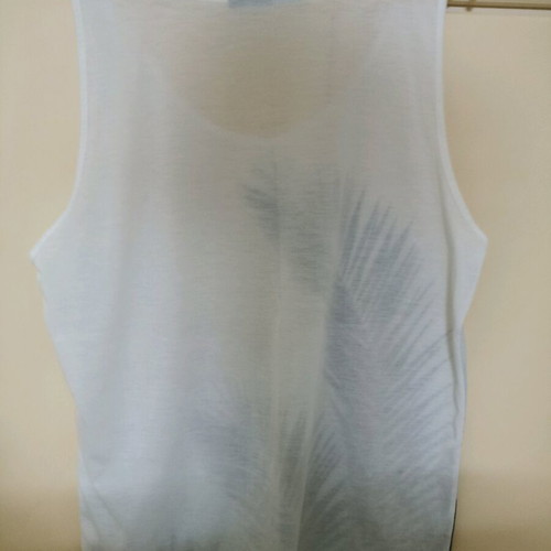 3Guys sleeveless summer shirt like new, white and blue with tropical design