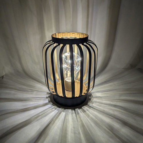 Table Lamp Battery Operated Metal Black with Gold 13.5x17cm new