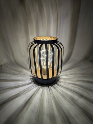 Table Lamp Battery Operated Metal Black with Gold 13.5x17cm new