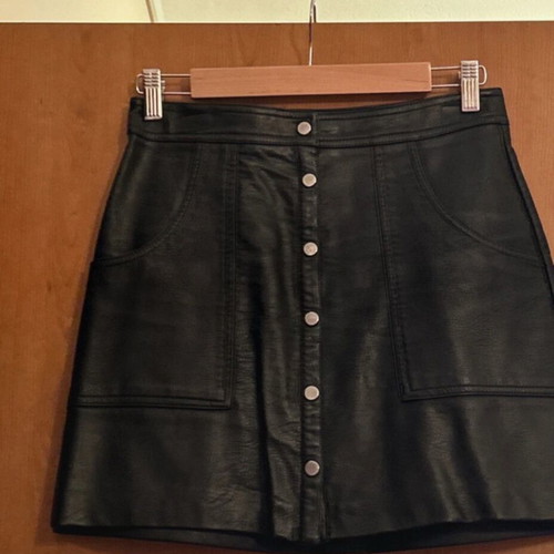 High-waisted leather skirt