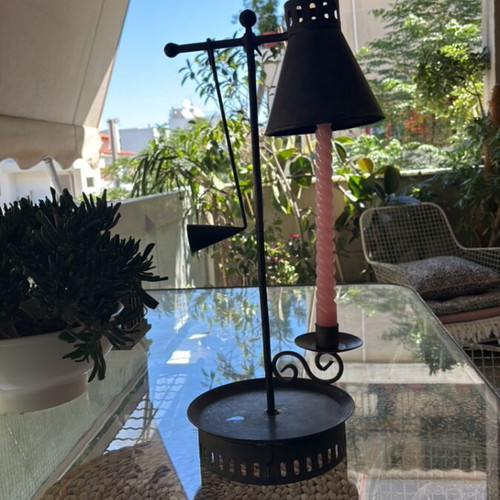 Vintage metal candlestick with adjustable shade like new