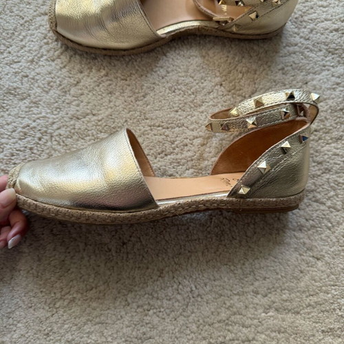Flat espadrilles like new, gold and silver with studs