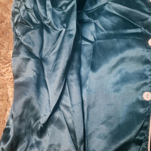 Women's satin pajamas, cypress color, size L