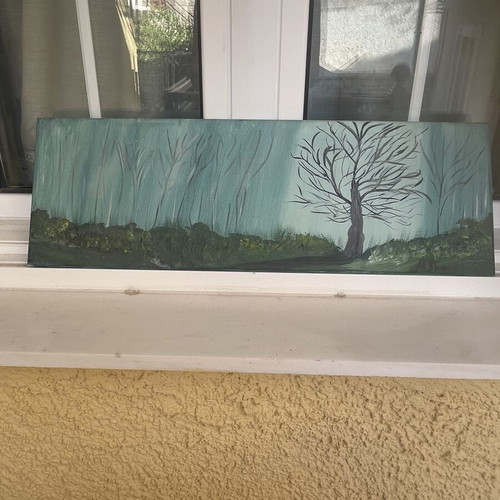 Landscape painting like new with blue and green tones