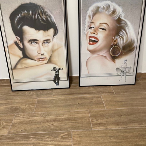 James Dean and Marilyn Monroe frames used, 2 large 60x90