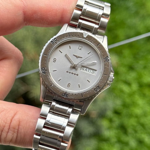 Longines Admiral 5 Star automatic watch used, steel, gray