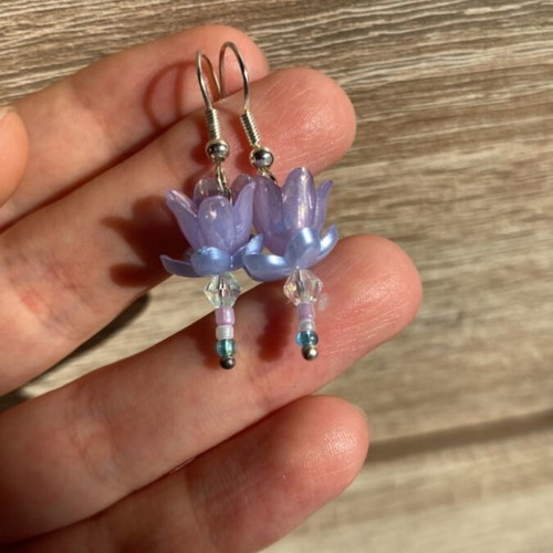 Handmade earrings in purple and turquoise shades inspired by Barbie's Swan Lake