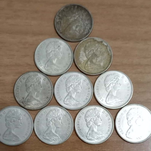 Canada 10 x 50 cents used, silver 116.638gr, 800 fineness