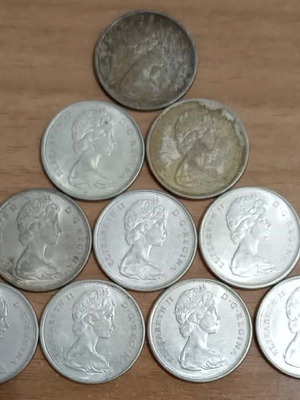 Canada 10 x 50 cents used, silver 116.638gr, 800 fineness