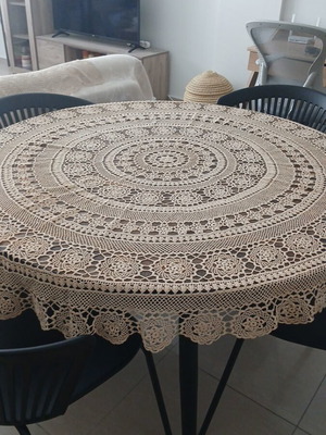 Handmade knitted round tablecloth diameter 150 cm new