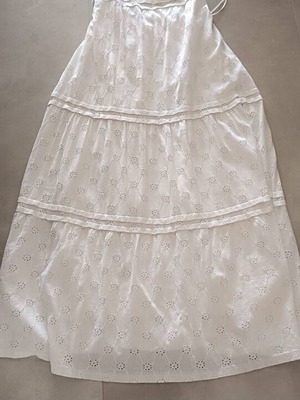 Zara λευκό μάξι φόρεμα broderie anglaise με τιράντες, μέγεθος S