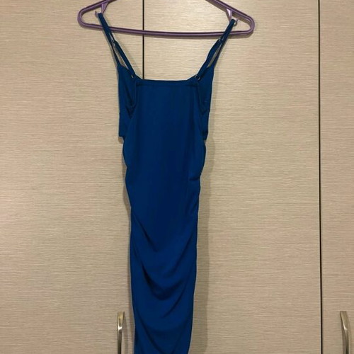 Shein blue dress like new, short with ruching and adjustable straps