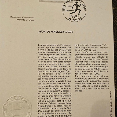 Stamps philatelic announcement 1992, Summer Olympic Games new