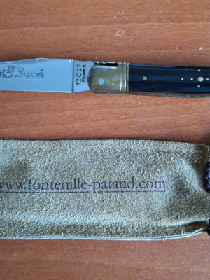 French knife new with leather sheath, 10 cm blade length