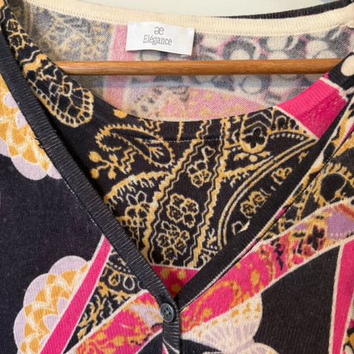 Elegance set with cardigan and short-sleeve blouse like new, size 46