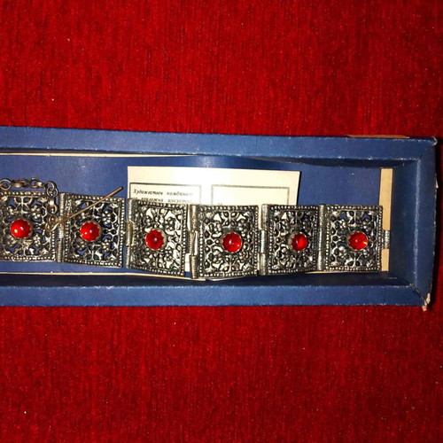 Antique jewelry 1935-1950 like new, 19x3.5 cm, semi-precious stones