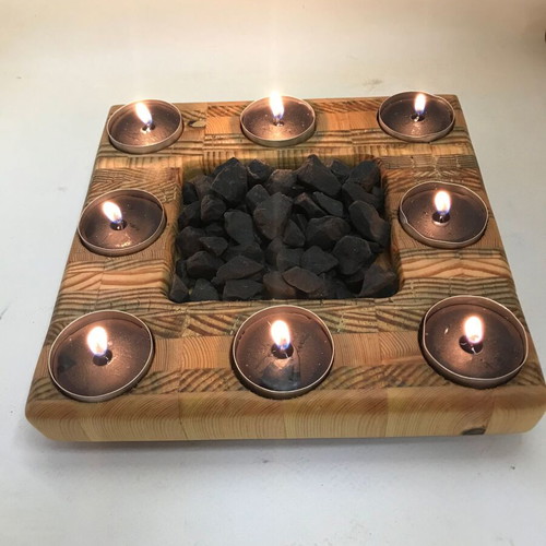 Handmade wooden tealight holder from pine new, decorative candle accessory
