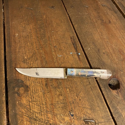 Old Cretan knife with mantinada used, with sheath, 16.5 cm