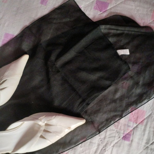Silk scarf and Sabino mule shoes like new, size 40, black and white