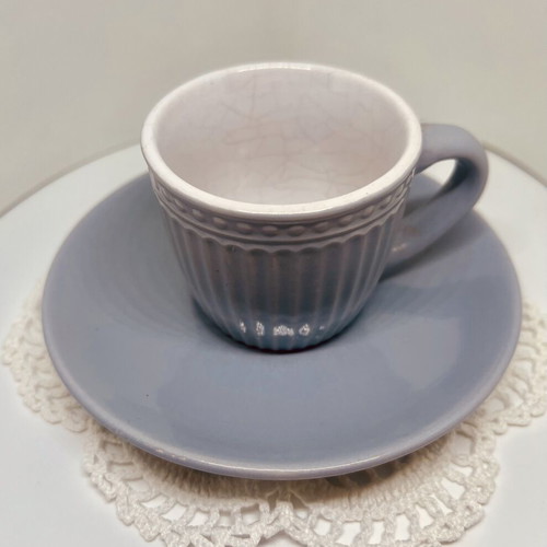 Set of two cups and saucers for Greek coffee or espresso, used