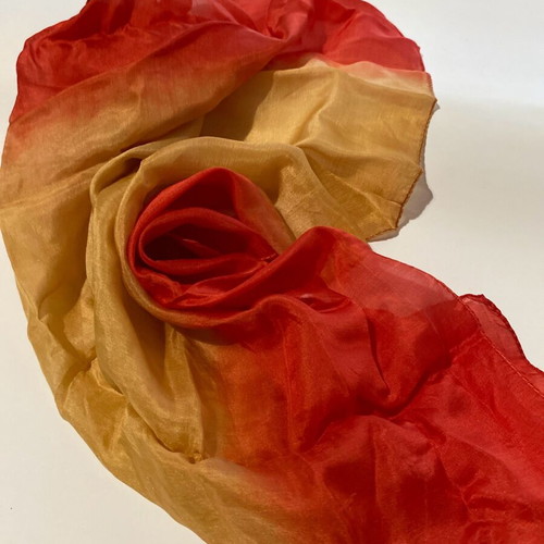 Silk scarf red-gold ombre new, 100% silk