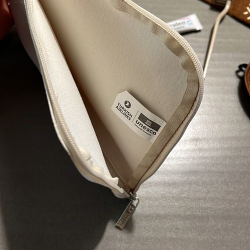 Turkish Airlines air travel bag new, beige and brown