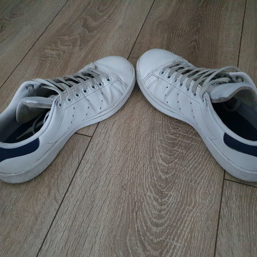 Adidas Stan Smith women's shoes used, size 38, white and blue