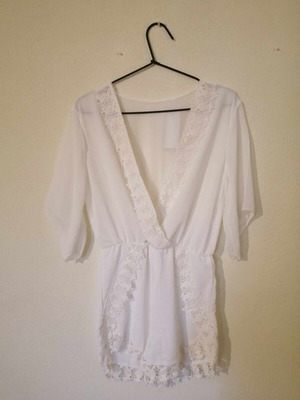 White full body transparent jumpsuit used, size S 36 8
