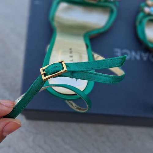 Marilena Emerald Green Satin and Leather Heeled Sandals like new, size 37
