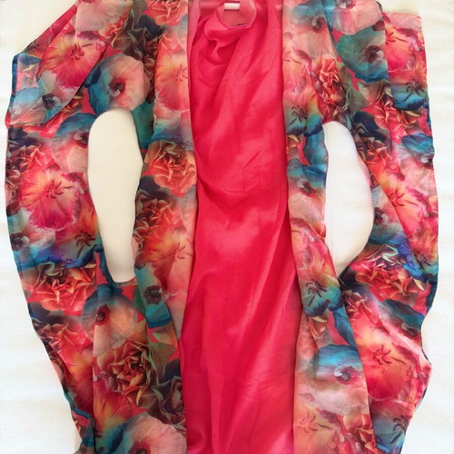 Calzedonia kimono mini dress used, tropical, colorful, transparent sleeves