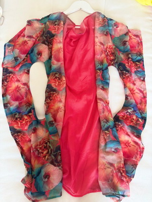 Calzedonia kimono mini dress used, tropical, colorful, transparent sleeves