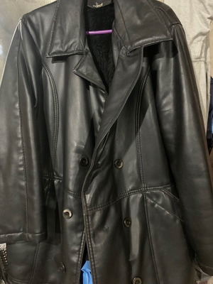 Faux leather jacket with fur used, size XL, black