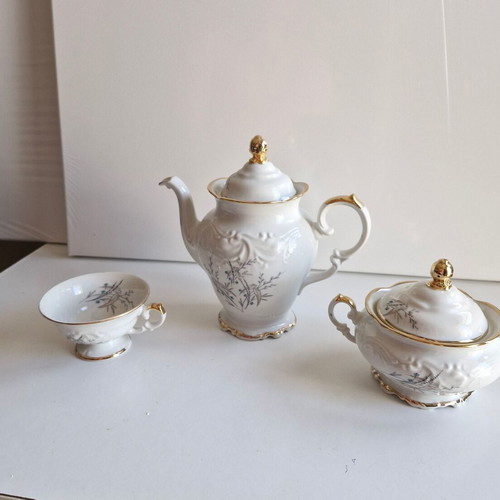 Walbrzych Poland collectible set, 3 pieces, cup, sugar bowl, teapot used