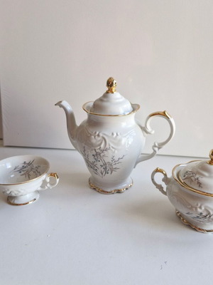 Walbrzych Poland collectible set, 3 pieces, cup, sugar bowl, teapot used