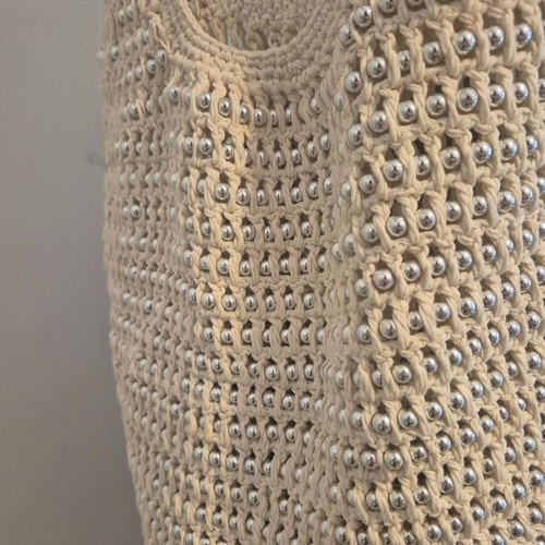 Boho Stradivarius shoulder bag new, knitted with silver beads