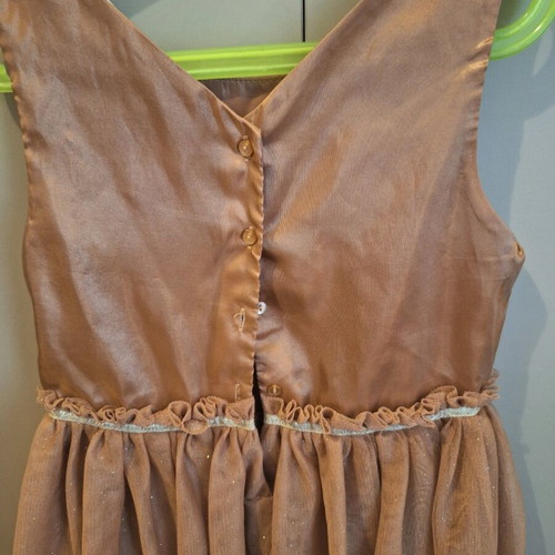 H&M dress beige gold with tulle used, festive 134 cm